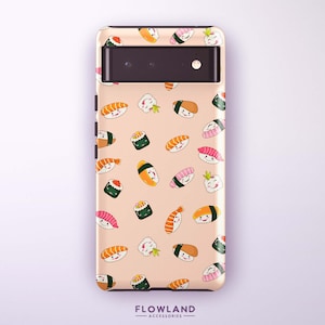 Cute Sushi Pattern Phone Case For Pixel 9 Pro XL, 9 Pro, 8a, 8 Pro, 8, 7a, 7, 6a, 6 Pro, 6, 5