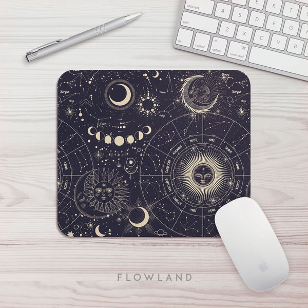 Mouse Pad Celestial Pattern Office Gift Mouse Mat Space Mouse Pad Horoscope Mousepad Star Mousemat Desk Accessories Gift For Her Desk Decor