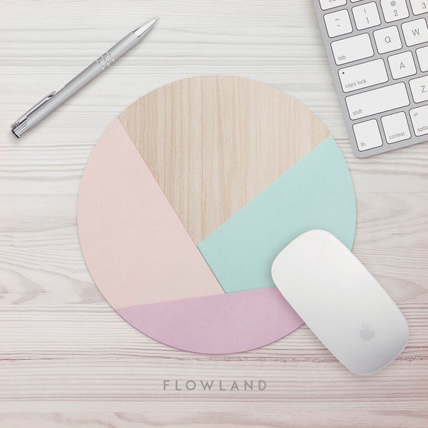 Mouse Pad Geometric Wood Print Office Gift Mouse Mat Pastel Mouse Pad Graphic Design Print Mousepad Mousemat Desk Accessories