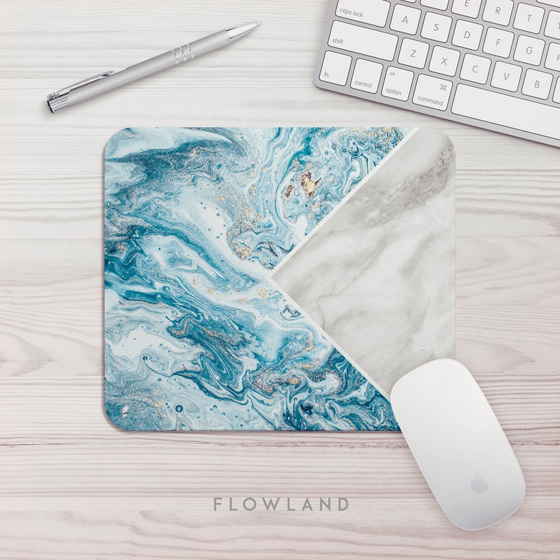 Mouse Pad Geometric Marble Print Office Gift Mouse Mat Marble Etsy