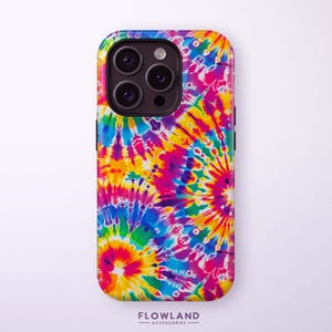 Tie Dye Phone Case For iPhone, Samsung, Google Pixel - Colorful Retro 70s Aesthetic, Psychedelic Rainbow Swirl, Boho Festival Gift