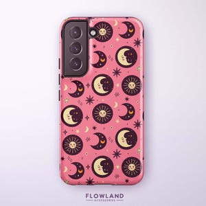 Funda con diseño celestial kawaii de luna y sol para Samsung Galaxy S25 Ultra, S24 Plus, S23 FE, S22, S21 FE y S20