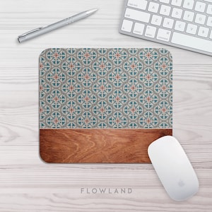 Portuguese Tile Wood Print Mouse Pad, Office Gift, Desk Decor Mousepad, Office Setup, Desk Accessories, Gift Idea, Office Desk Decor