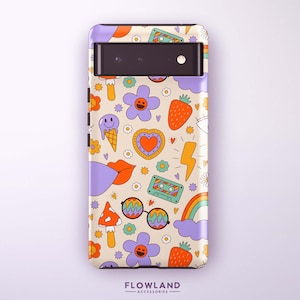 Funda retro kawaii doodle para Pixel 9 Pro XL, 9 Pro, 8a, 8 Pro, 8, 7a, 7, 6a, 6 Pro, 6, 5