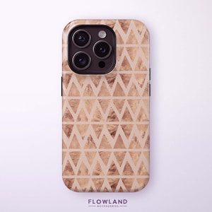 Rustic Tribal Geo Pattern Phone Case | For iPhone 16 Pro Max, 16 Pro, 16 Plus, 16, 15 Pro Max, 15, 14, 13, 12 – Boho Earthy Neutral