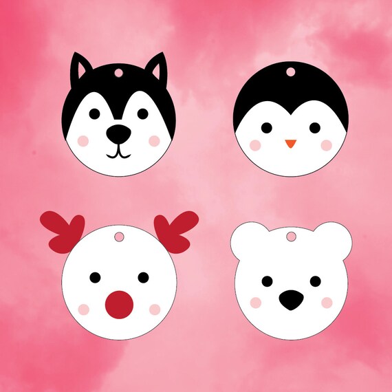 Download 4 Arctic Animal Christmas Baubles Tags Cute Papercraft Svg Etsy PSD Mockup Templates