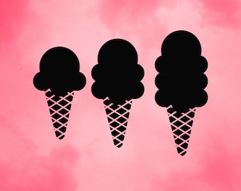 Ice Cream Cones Summer Lolly Double/Triple Scoops T-shirt Quote Sign Saying SVG Cut-Out File For Cricut/Silhouette Die-cut Craft Vector DXF