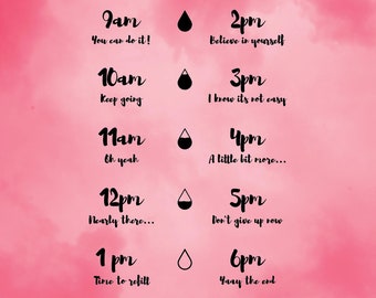 Water Bottle Design Drink Water 9am to 6pm Vinyl Personalised Unique SVG Cut-Out File For Cricut/Silhouette Die-cut Craft Vector DXF