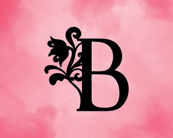 Filigree Floral Letter SVG Cut-Out File For Cricut/Silhouette Die-cut PDF Alphabet Letter B Font Writing Craft Delicate Unique Vector PNG