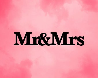 Mr & Mrs Simple Connected Joint Wedding Cake Topper Vinyl Greeting Card SVG Cut-Out File For Cricut/Silhouette Die-cut Craft Vector DXF