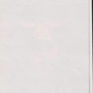 May include: A white paper with a faded pink floral design. The top right corner has a gray, semi-circular stamp with the handwritten text "G4021". The paper is slightly creased.