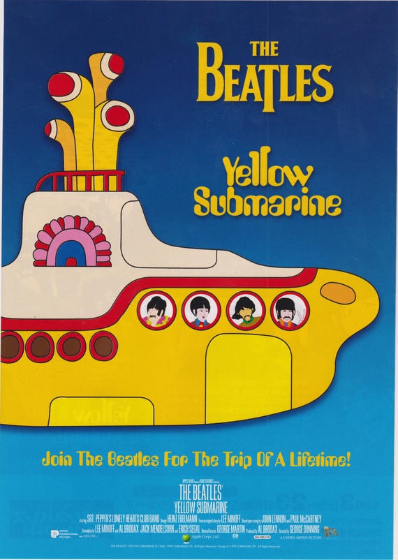Yellow Submarine 1968 - 1999 Original Japanese Chirashi Movie Flyer (Poster Size B5)
