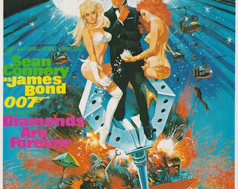 Póster de la película japonesa "Diamantes para la eternidad" de James Bond 007 (1971) (Chirashi B5)