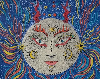 Dibujo original de la Luna Juguetona