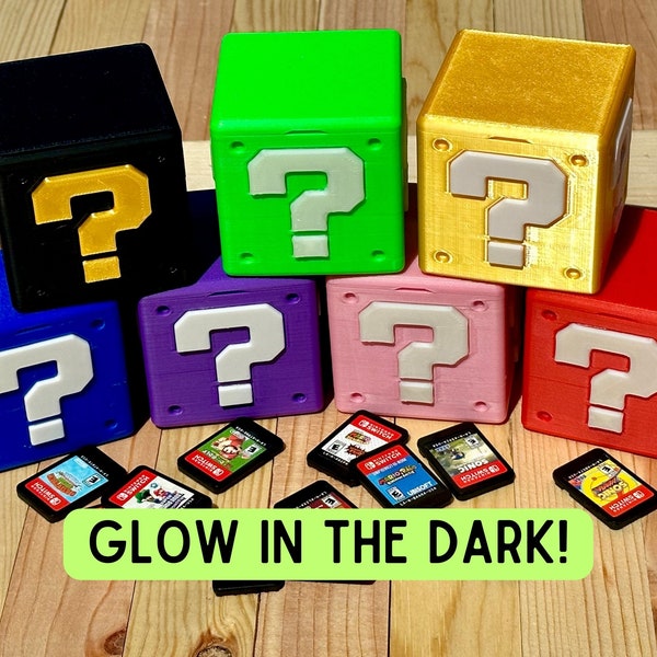 Glow In The Dark, Super Game Case For Nintendo Switch Cartridges, Multiple Colors, Question Block, Mystery Block, Gamer Gift, 3D Print