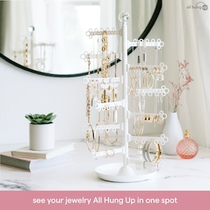 12-Tier 17.5" Jewelry Organizer Stand, 120 Hole Earring Organizer, Necklace Organizer, Bracelet Holder, Ring Holder, Jewelry Tree