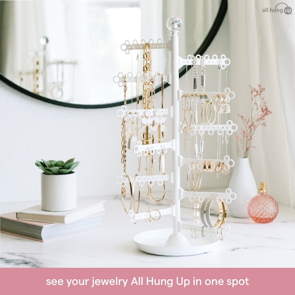 12-Tier 17.5" Jewelry Organizer Stand, 120 Hole Earring Organizer, Necklace Organizer, Bracelet Holder, Ring Holder, Jewelry Tree