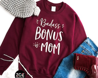 Badass Bonus Mom Shirt for Stepmom, Bonus Mama Sweatshirt, Mom To Girls Sweatshirt Blessed Bonus Mom Christmas Gift for Stepmom Sweatshirt *