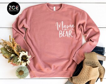 Mama Bear Sweatshirt | Mama Bear Fleece Sweater Pocket Sweatshirt | Mama Sweatshirt Mama Bear Clothing | Mama Bear Sweater Pocket Mama Bear