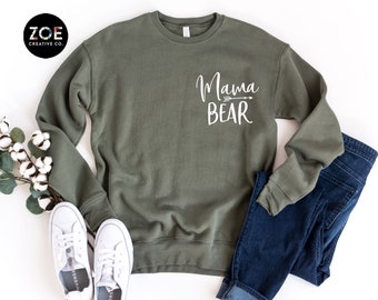 Mama Bear Sweatshirt | Mama Bear Fleece Sweater Pocket Sweatshirt | Mama Sweatshirt Mama Bear Clothing | Mama Bear Sweater Pocket Mama Bear