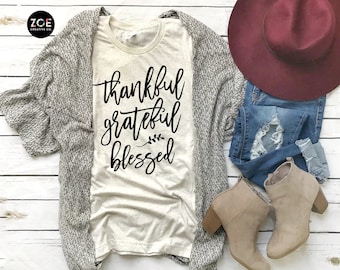 Dankbar dankbar gesegnetes Shirt, Herbst Shirts Frauen, Thanksgiving Shirt, Thanksgiving Shirt Frauen Dankbar Dankbar GesegnetEs Shirt Thanksgiving
