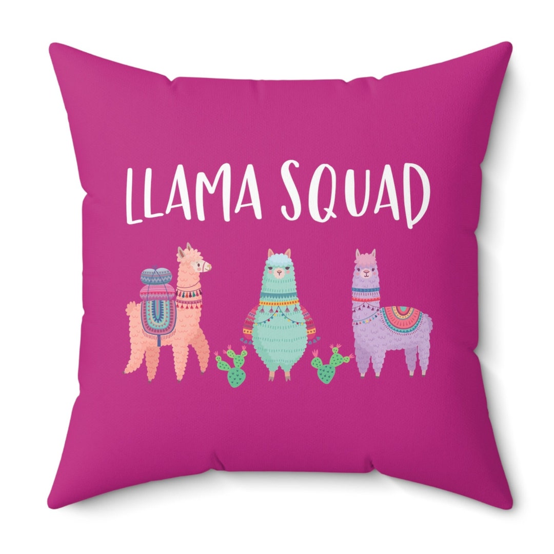 Llama Squad Pillow Cute Llama Pillow Girls Alpaca Animal Etsy