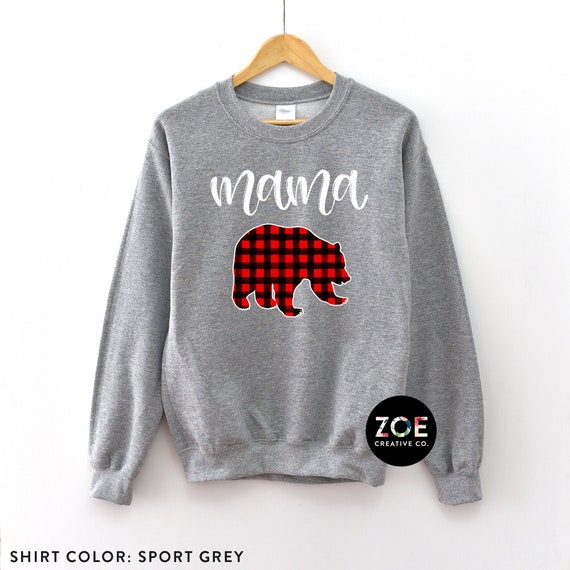 Mama Bear Sweatshirt Mom Life Sweatshirt Mama Bear Shirt Mama Bear Buffalo Plaid Zip Sweatshirt Red Buffalo Plaid Mama Bear Shirt