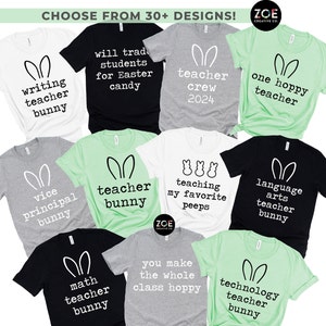 30+ DESIGNS Cute Easter Teacher Shirts, Group Teacher Easter Tees, Teacher Shirts for Easter, Teacher Easter, Writing Teacher Bunny Shirts