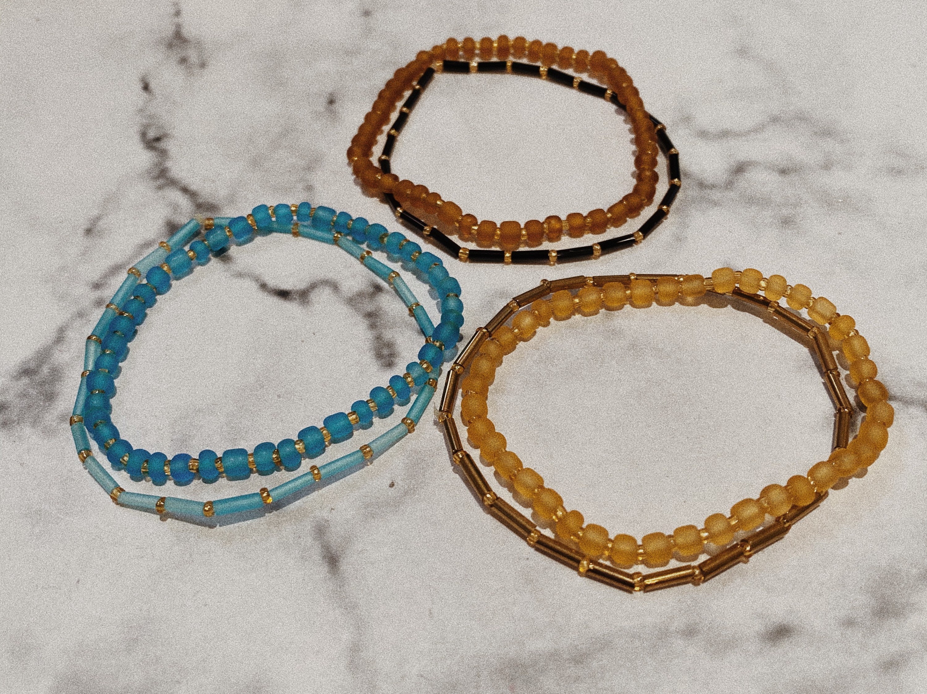 Two Elastic Beaded Bracelets Etsy