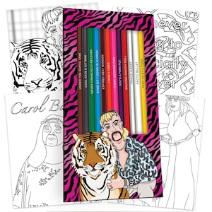 Exotic Colors Colored Pencil Set & Coloring Pages for Fans of Tiger King