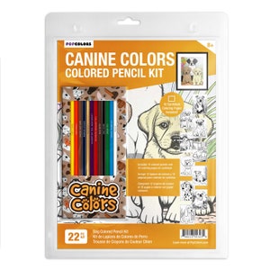 Canine Colors Colored Pencils & Coloring Pages Kit, Great Gift for Dog Lovers