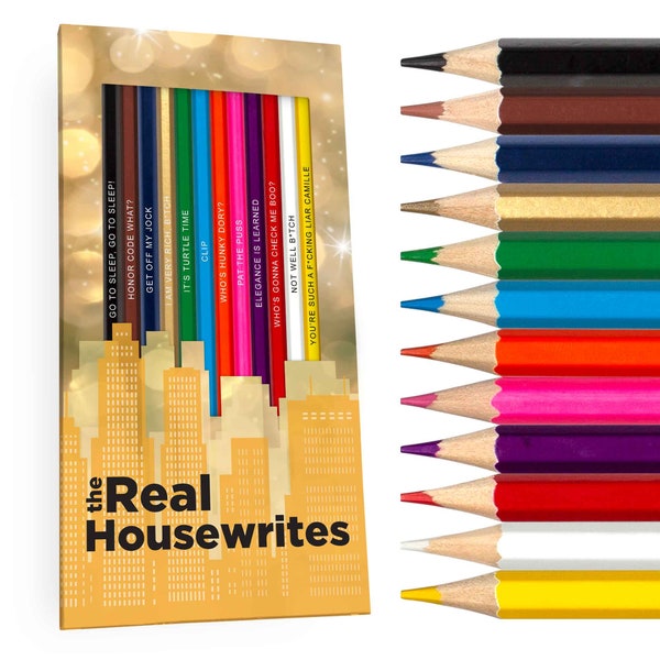 Real Housewrites Colored Pencil Set for Fans of Real Housewives | Set of 12 Housewives-Inspired Parody Pencils with Clever Show References