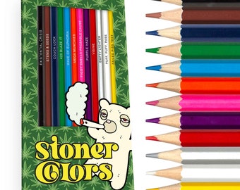Stoner Colors Colored Pencil Set for Adult Stoner Fans | Set of 12 Stoner-Inspired Pencils with Clever References