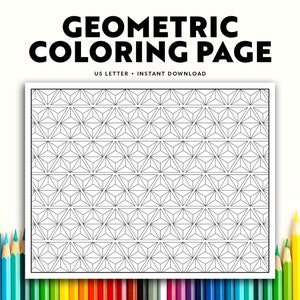Página para colorear de un patrón geométrico de triángulos (descarga digital)