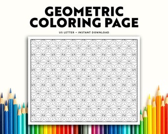 Geometric Triangle Pattern Coloring Page (Digital Download)