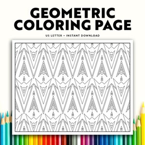 Página para colorear de un patrón geométrico de triángulos (descarga digital)