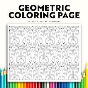 Geometric Abstract Coloring Page: Symmetrical Triangle Pattern (Digital Download)