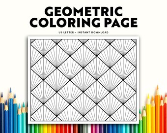 Geometric Diamond Art Deco Coloring Page (Digital Download)