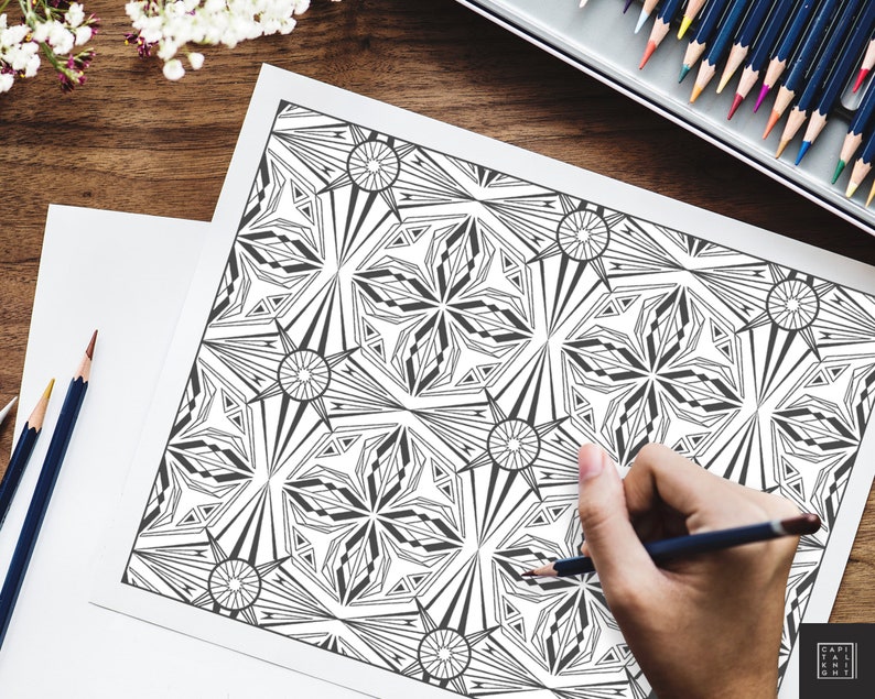PRINTABLE Adult Coloring Page Geometric Abstract Symmetrical - Etsy
