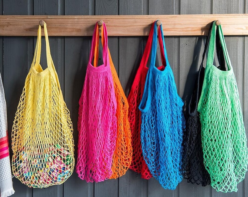 100/% Cotton String Shopping Bag REUSABLE MARKET BAG by Happy Straws