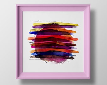 Multicolorizons ink print watercolour colourpop modern contemporary artwork
