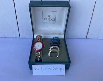 Vintage Gucci Interchangeable Bezel Bangle Watch Used Preowned