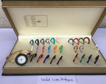 Rare 1990’s Vintage Gucci 11/12.2 Interchangeable Bezel Bangle Watch Gold Tone Great Preowned Condition