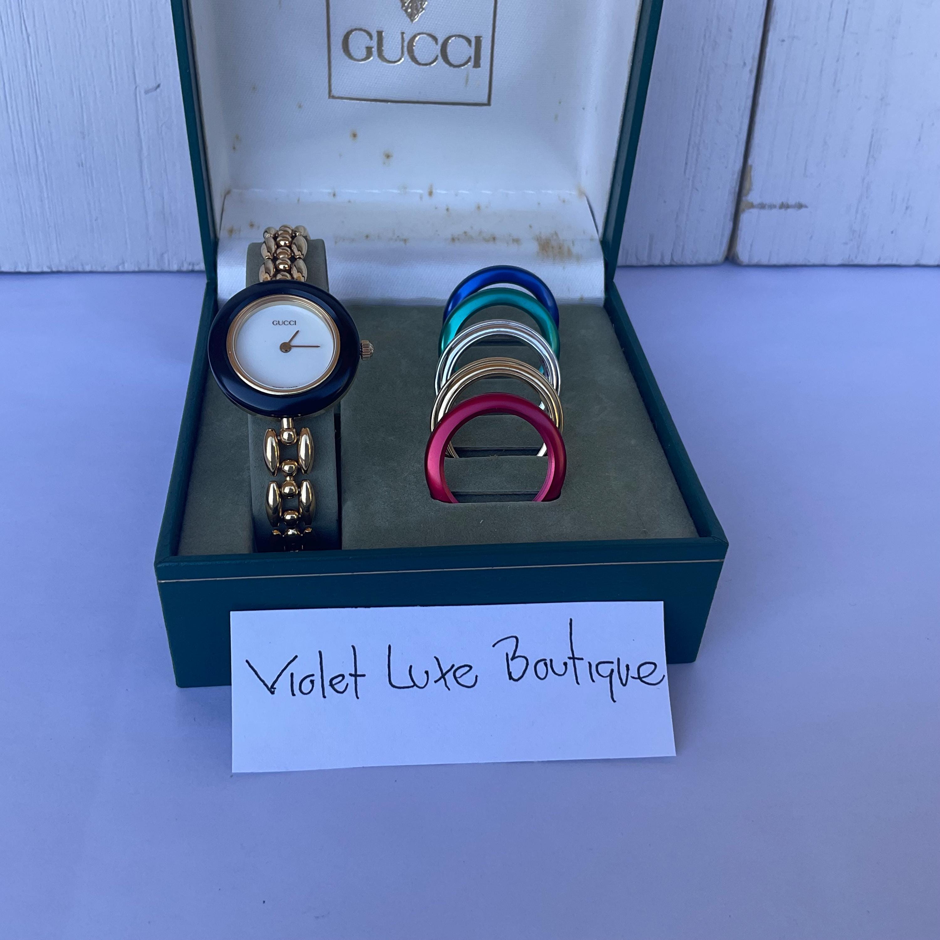 Vintage Gucci 11/12.2 Interchangeable Bezel Watch Gold Plated