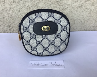 Vintage Gucci Coin Purse With Keychains Brown Canvas Used Preowned