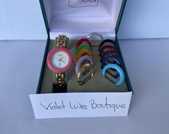 Vintage Gucci Interchangeable Bezel Bangle Watch Used Preowned
