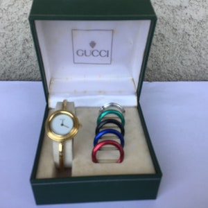 Vintage Gucci Interchangeable Bezel Bangle Watch Used Preowned Condition