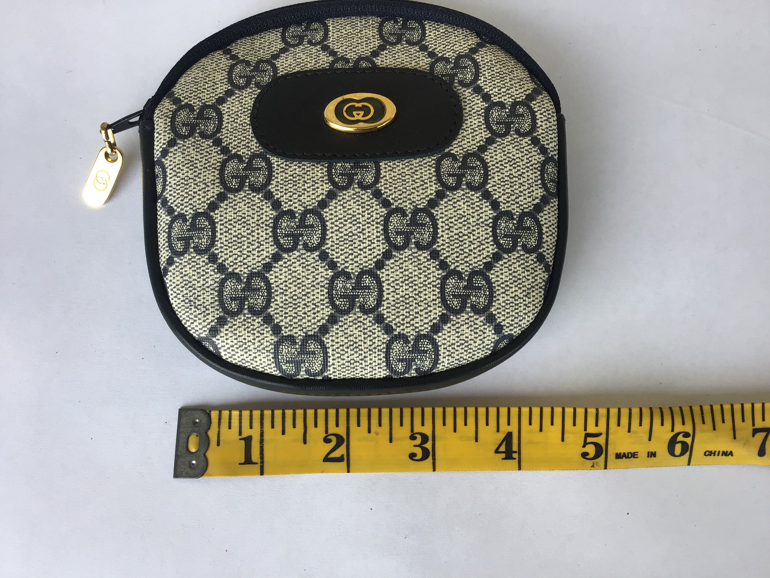 Vintage Gucci Coin Purse Blue Canvas Used Preowned Condition