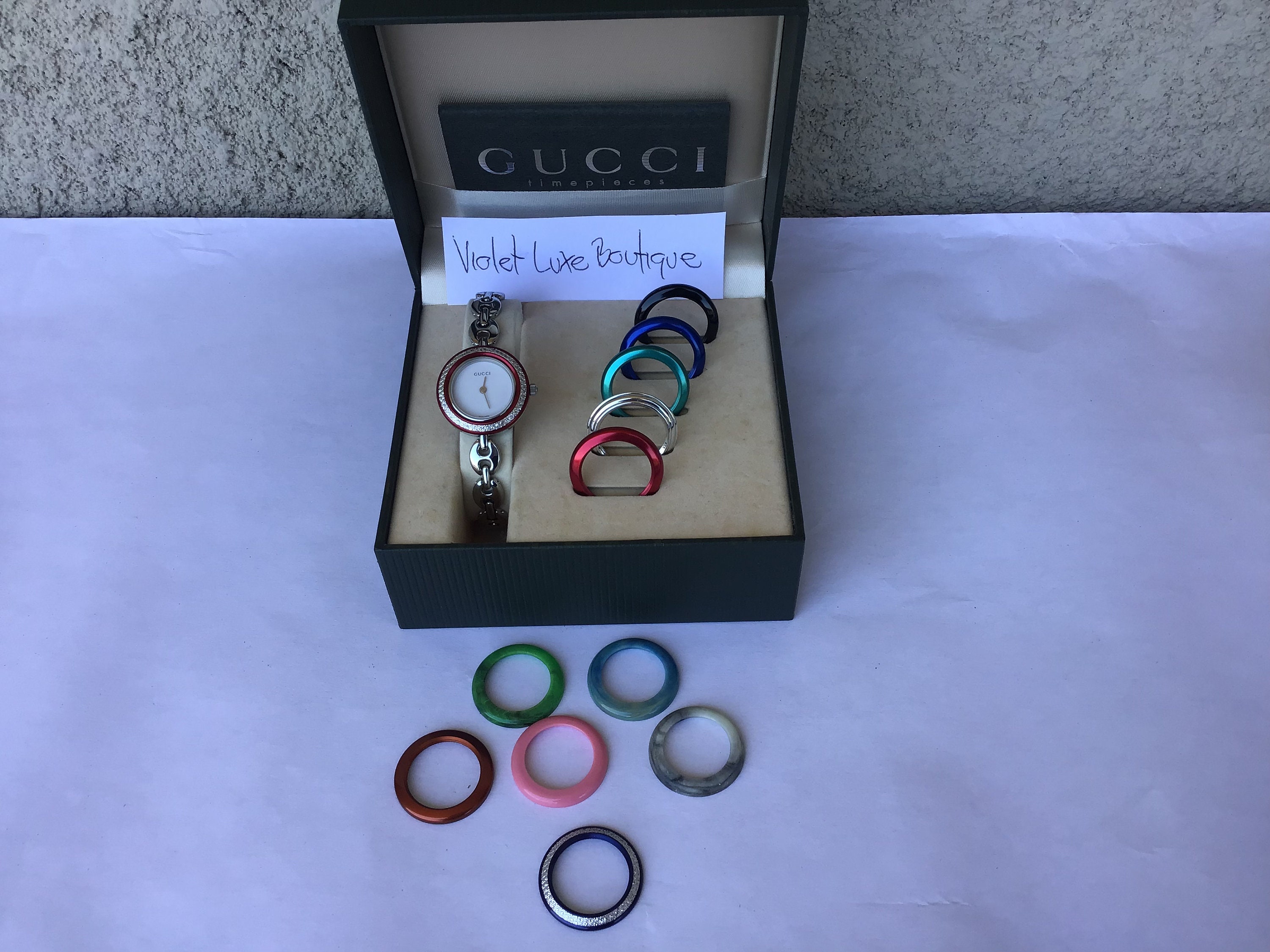 ■ 美品 ■ グッチ GUCCI Change bezel 11/12.2 Gucci Change Bezel 11/12.2 10 Colors Silver Vintage From