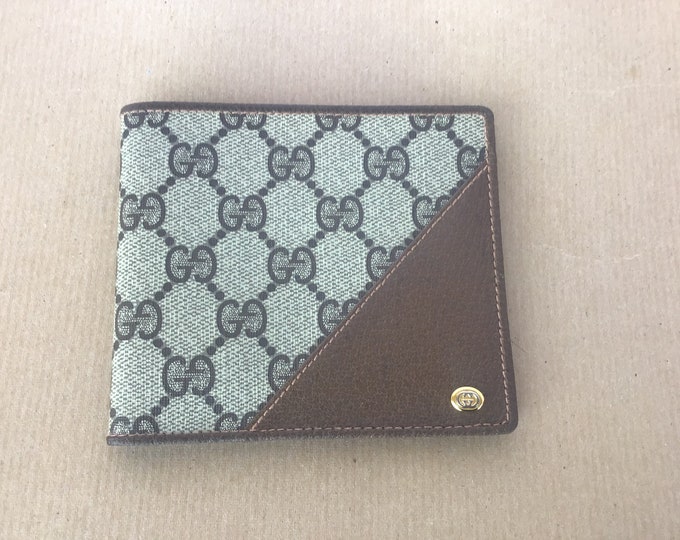 Vintage Gucci Mens Wallet Brown Canvas Good Condition Etsy